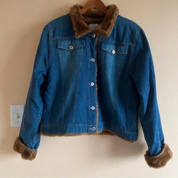 Y2K 725 Originals Denim Jacket Faux Fur Lined Woman Large - Picture 2 of 14